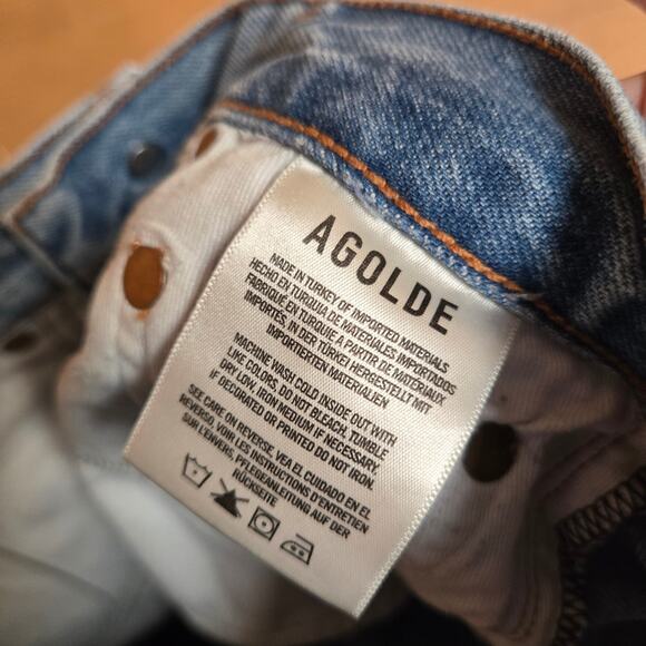 Agolde Remy High Rise Straight Jean Raw Hem Ankle Fray Renewable Wash 24 - Picture 6 of 7